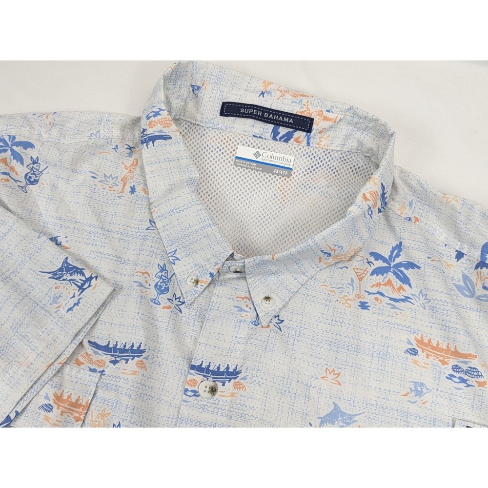 Columbia PFG Mens 4X Super Bahama Omni-Shade Hawaiian Fishing Shirt Vented